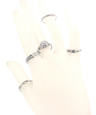 5Pcs  Rhinestone Ring Set  RZ300120 SILVERCL